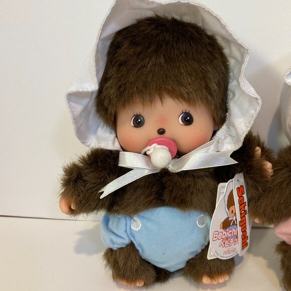 Monchhichi Bebichhichi 25cm Pair Doll Plush Toy Boy Girl Sekiguchi Japan Tag - Picture 9 of 15